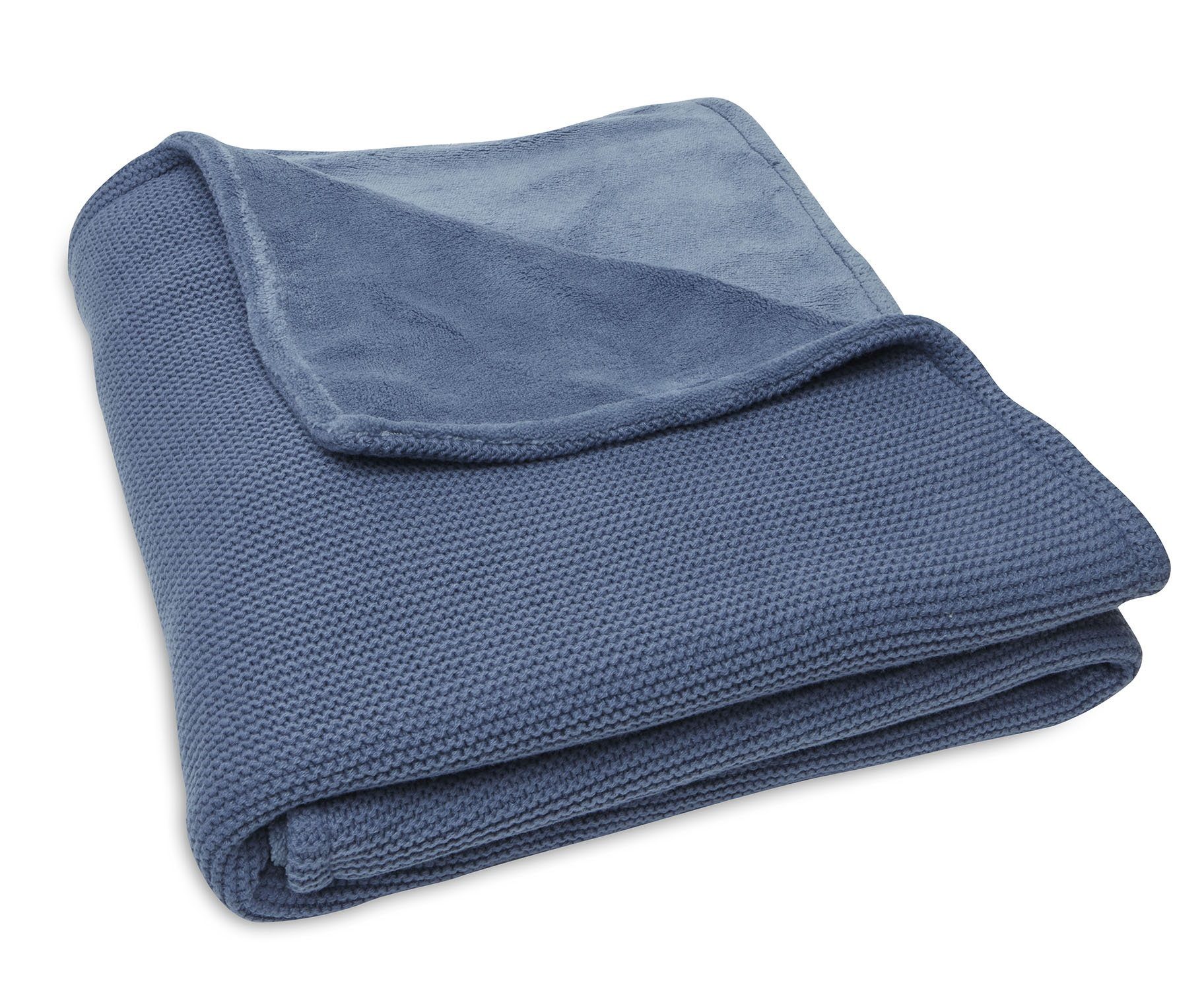 Ledikantdeken Basic Knit Fleece – Jeans Blue
